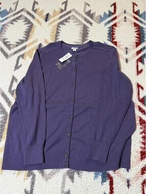 LL Bean Button-Front Knit Cardigan Women's 2X NWT Brand new Purple Trendy Cute